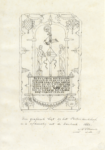 39889 Afbeelding van de grafzerk van Susanna van Ratingen, abdis van Oudwijk († 3 november 1605), afkomstig uit de ...